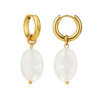18K Gold Plated Oval Drop Earrings with Colorful Stone Pendant - Image 4