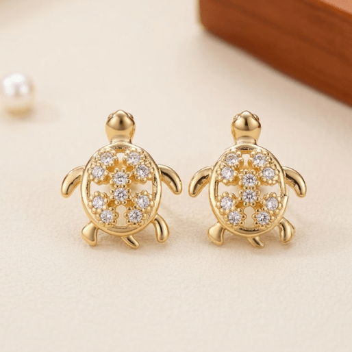 Gold Turtle Stud Earrings
