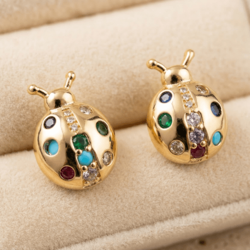 Ladybug Crystal Stud Earrings
